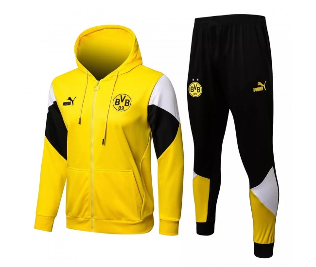 2021-22 BVB Borussia Dortmund Yellow Hooded Presentation Soccer Tracksuit