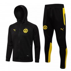 2021-22 BVB Borussia Dortmund Black Hooded Presentation Soccer Tracksuit