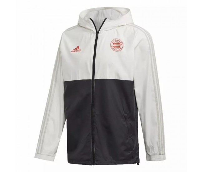 Bayern Munich All Weather Windrunner Football Jacket White Black 2021