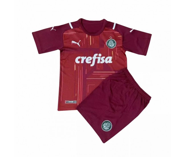 Puma Palmeiras Football Goalkeepr Red Kids Kit 2021 2022