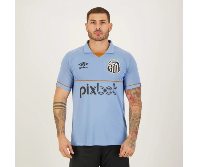 2023-24 Umbro Santos Men's Blue Goalkeeper Jersey