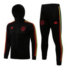 2021-22 Ajax Amsterdam Black Hooded Presentation Football Tracksuit