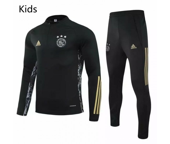 Ajax Training Sweat Football Tracksuit Black Kids 2021