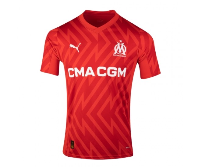 2023-24 Olympique de Marseille Men's  Red Goalkeeper Jersey