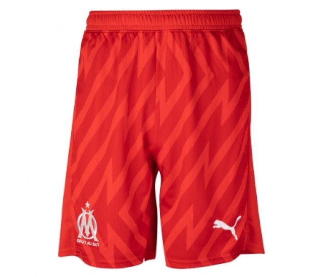 2023-24 Olympique de Marseille Men's Red Goalkeeper Shorts