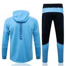 2021-22 Olympique Marseille Blue Hooded Presentation Soccer Tracksuit