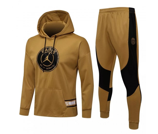 2021-22 PSG X Jordan Hooded Golden Training Technical Soccer Tracksuit