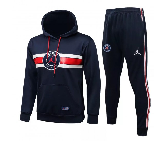 2021-22 PSG X Jordan Navy Hooded Training Technical Football Tracksuit