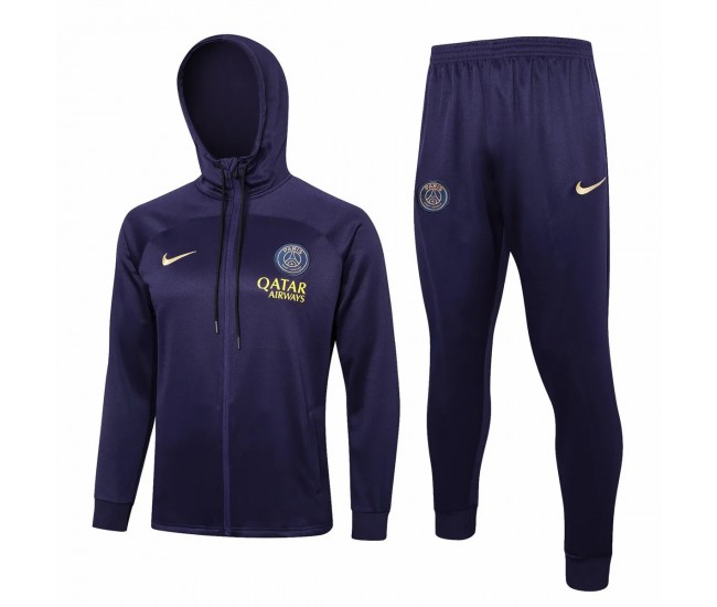 23-24 PSG Navy Hooded Presentation Soccer Tracksuit