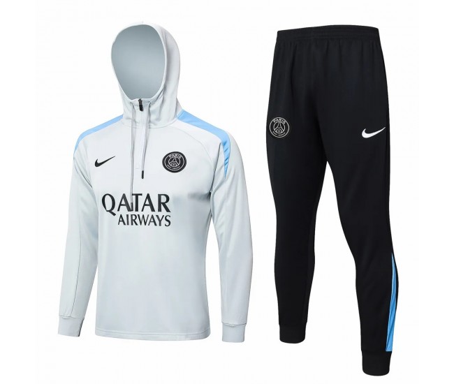 24-25 PSG Mens White Training Hooded Technical Tracksuit
