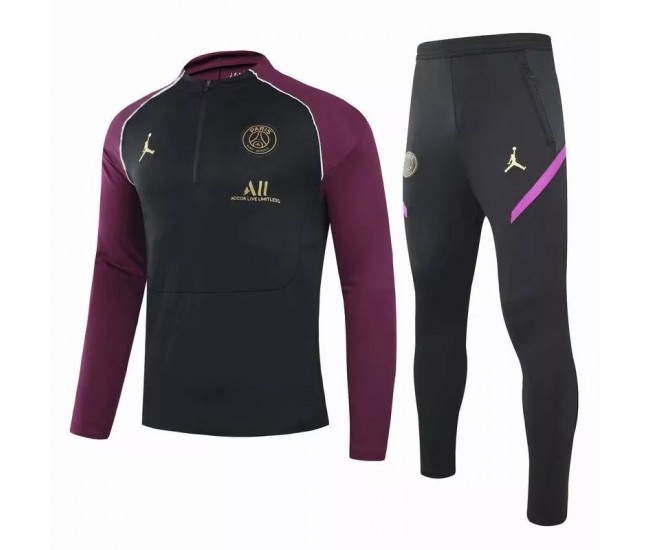 PSG Jordan Training Technical Football Tracksuit Black Purple 2021