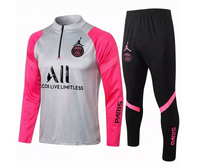 PSG Jordan Training Technical Football Tracksuit Grey Pink 2021 2022