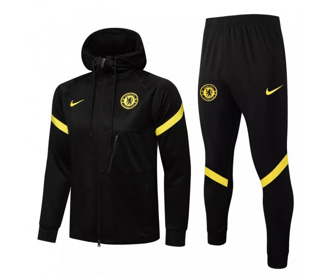 2021-22 Chelsea Black Hooded Presentation Soccer Tracksuit