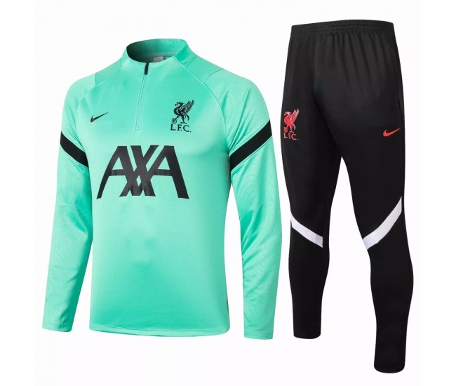 Liverpool FC Black Training Technical Football Tracksuit Green 2021