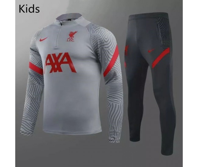 Liverpool FC Grey Training Technical Football Tracksuit Kids Light Grey 2021