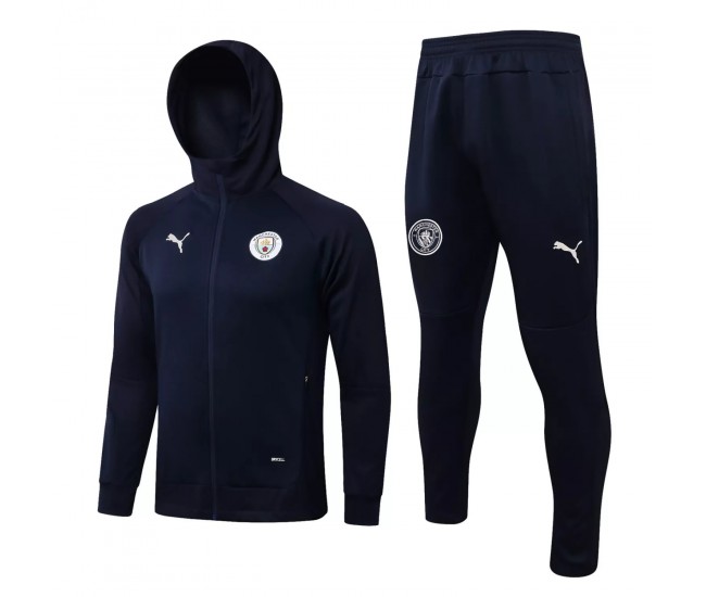 2021-22 Manchester City Blue Hooded Presentation Soccer Tracksuit