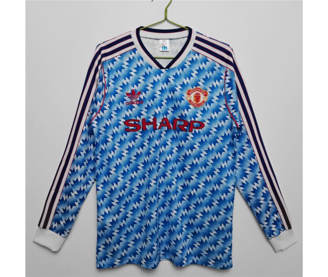 1990 Manchester United FC Long Sleeve Away Retro Jersey 