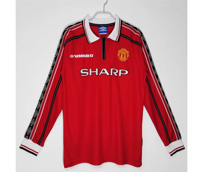 1998-1999 Manchester United FC Long Sleeve Home Retro Jersey