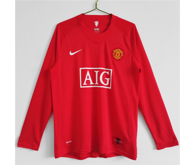 2007-2008 Manchester United FC Long Sleeve Home Retro Jersey