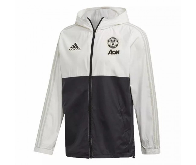 Manchester United All Weather Windrunner Football Jacket White Black 2021