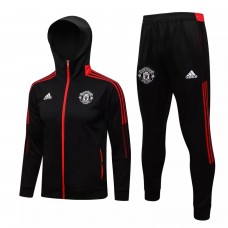 2021-22 Manchester United Black Hooded Presentation Football Tracksuit