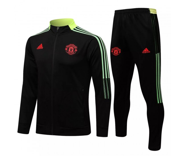 2021-22 Manchester United Black Training Presentation Football Tracksuit