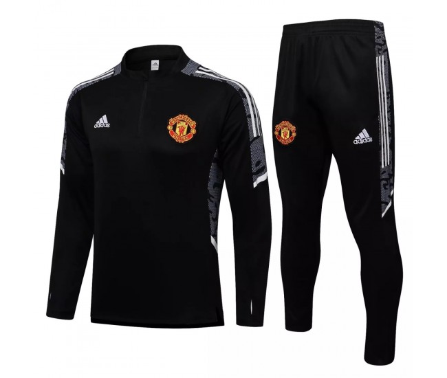 2021-22 Manchester United Black Training Technical Football Tracksuit
