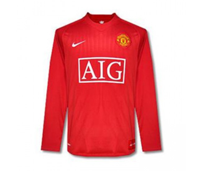 Manchester United Retro Home Long Sleeve Jersey 2007 2008