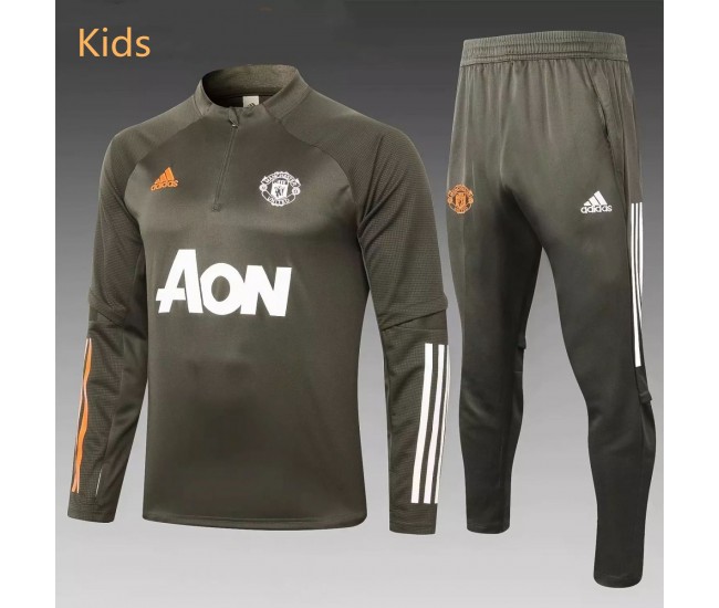 Manchester United Training Football Tracksuit Olive Green Kids 2021