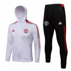 2021-22 Manchester United White Hooded Presentation Soccer Tracksuit