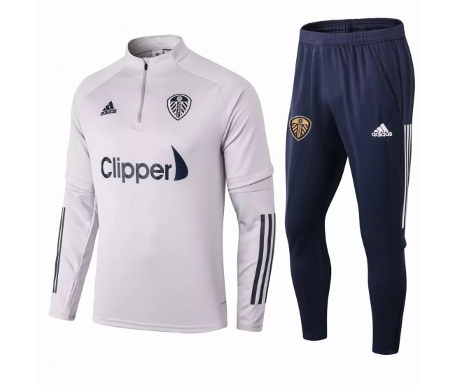 Leeds United Technical Training Football Tracksuit Grey 2021