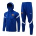 2021-22 FC Barcelona Blue Hooded Presentation Soccer Tracksuit