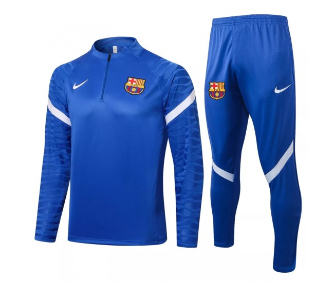 2021-22 FC Barcelona Blue Training Technical Soccer Tracksuit