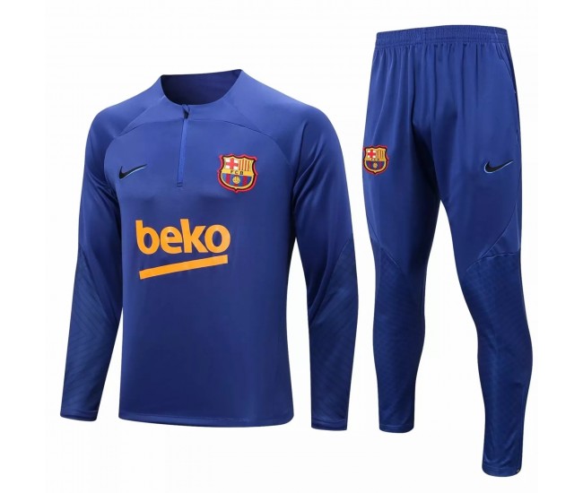 2022-23 FC Barcelona Blue Training Technical Soccer Tracksuit