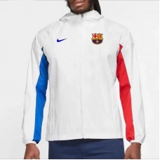 23-24 FC Barcelona Mens AWF Raglan Hoodie Jacket White