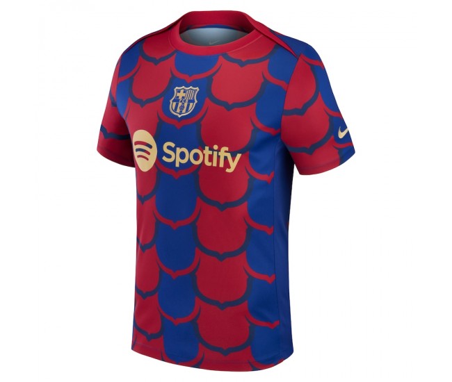 23-24 FC Barcelona Mens Blue Pre Match Jersey