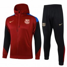 24-25 FC Barcelona Mens Red Hooded Presentation Tracksuit