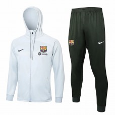 23-24 FC Barcelona Beige Hooded Presentation Soccer Tracksuit