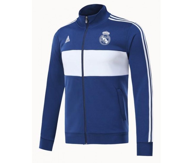 Real Madrid Three-Stripe Full-Zip Blue/White Track Jacket