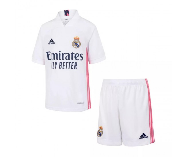 Real Madrid Home Kids Football Kit 2020 2021