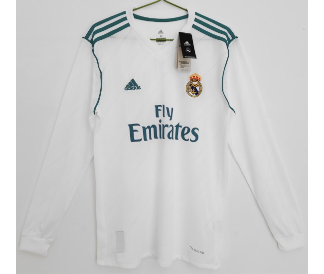 2017-2018 Real Madrid Long Sleeve Home Retro Jersey