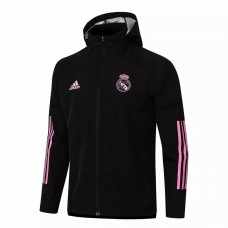 Real Madrid All Weather Windrunner Football Jacket Black Pink 2021