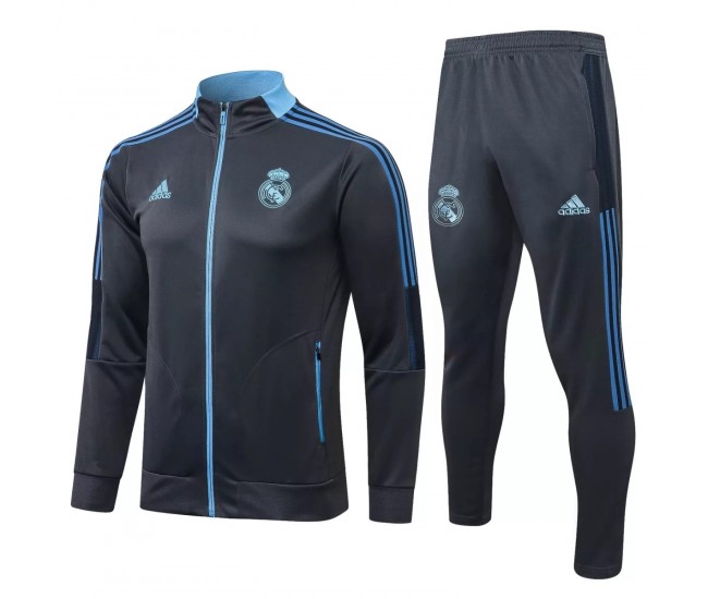  2021-22 Real Madrid Grey Training Presentation Soccer Tracksuit