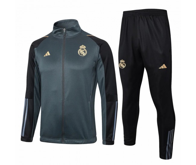 23-24 Real Madrid Grey Training Presentation Soccer Tracksuit