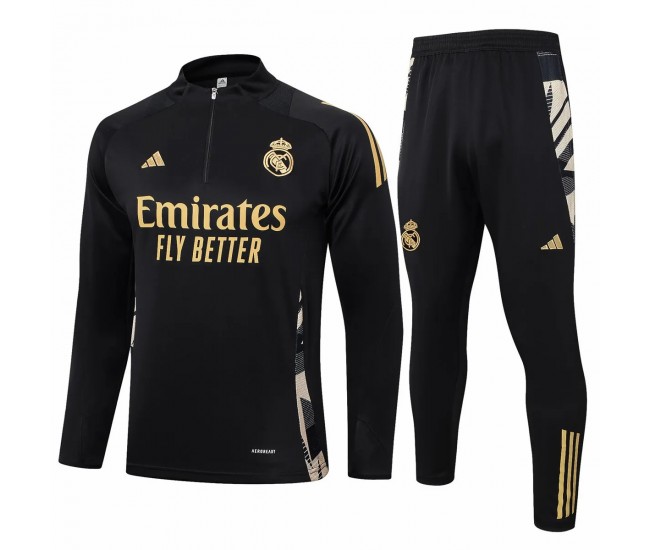 24-25 Real Madrid Mens Black Training Technical Tracksuit