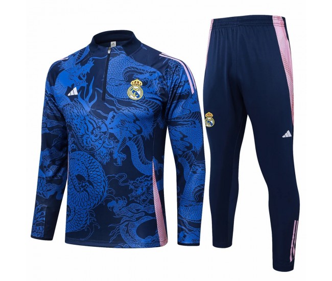 24-25 Real Madrid Mens Blue Training Technical Tracksuit