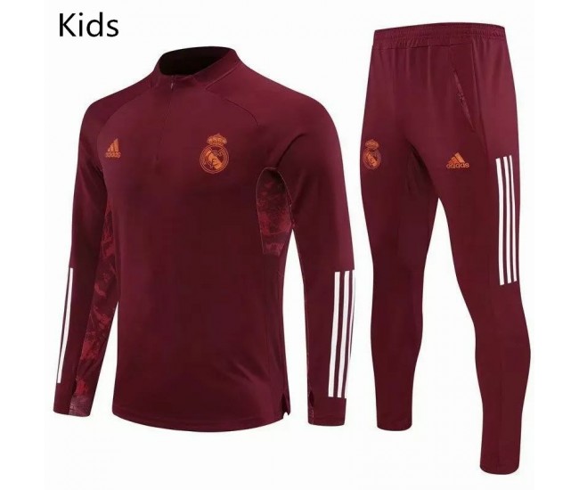 Real Madrid Training Football Tracksuit Maroon Kids 2021