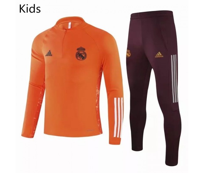 Real Madrid Training Football Tracksuit Orange Kids 2021