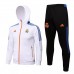 2021-22 Real Madrid White Hooded Presentation Soccer Tracksuit