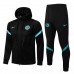 2021-22 Inter Milan Black Training Hooded Presentation Soccer Tracksuit